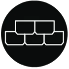 A white line drawing of a bunch of bricks