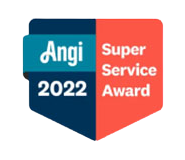 A badge that says angi 2 0 2 2 super service award